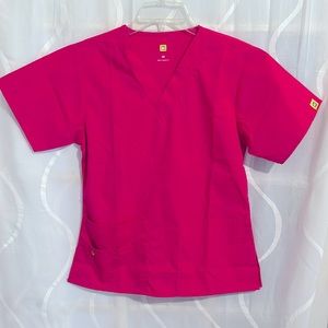 Wonder Wink Pink Scrub Top, Size XS